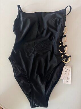 NWT MILLY RINGSIDE ONE PIECE SWIMSUIT BLACK SIZE S $350